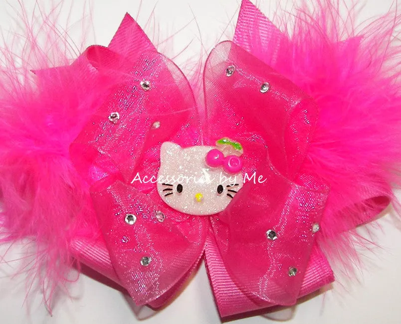Hello Kitty Hot Pink Marabou Hair Bow